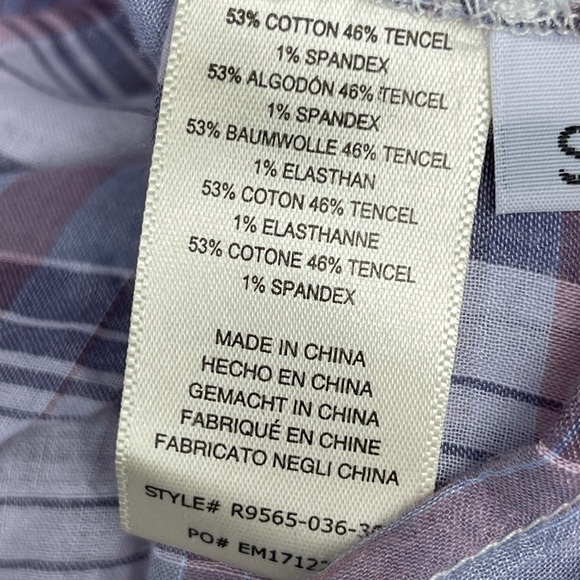 ANTHROPOLOGIE Cloth & Stone Plaid Button Down Chest Pockets Tie Front Top Small - Picture 6 of 11